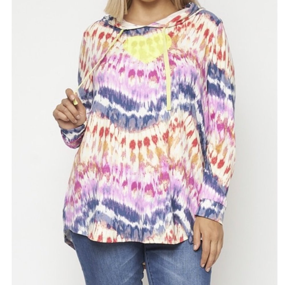 Women's Plus Size Tie Dye Long Sleeve Hoodie - Picture 3 of 3